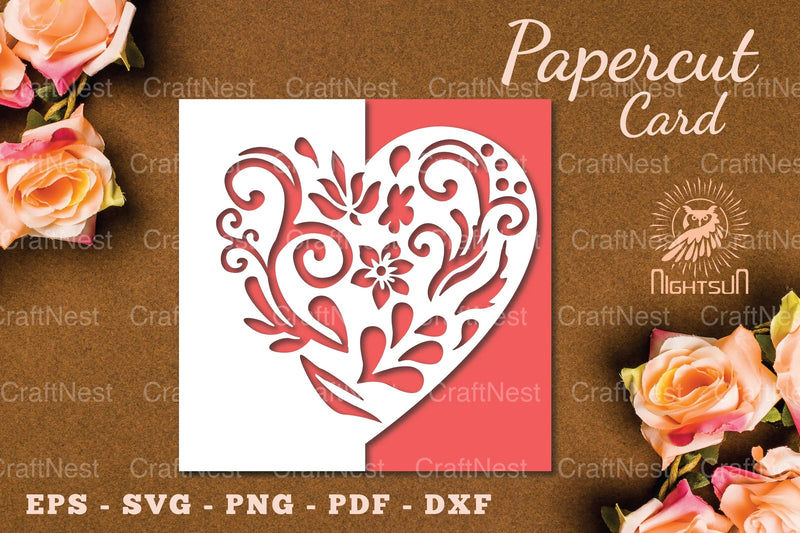 Floral Heart Papercut Card SVG Bundle - CraftNest - Digital Crafting and Art