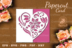 Floral Heart Papercut Card SVG Bundle - CraftNest - Digital Crafting and Art