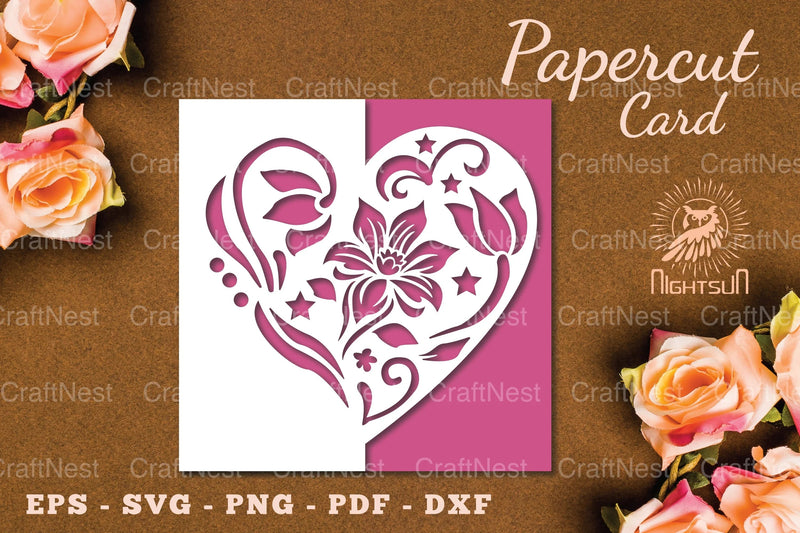 Floral Heart Papercut Card SVG Bundle - CraftNest - Digital Crafting and Art