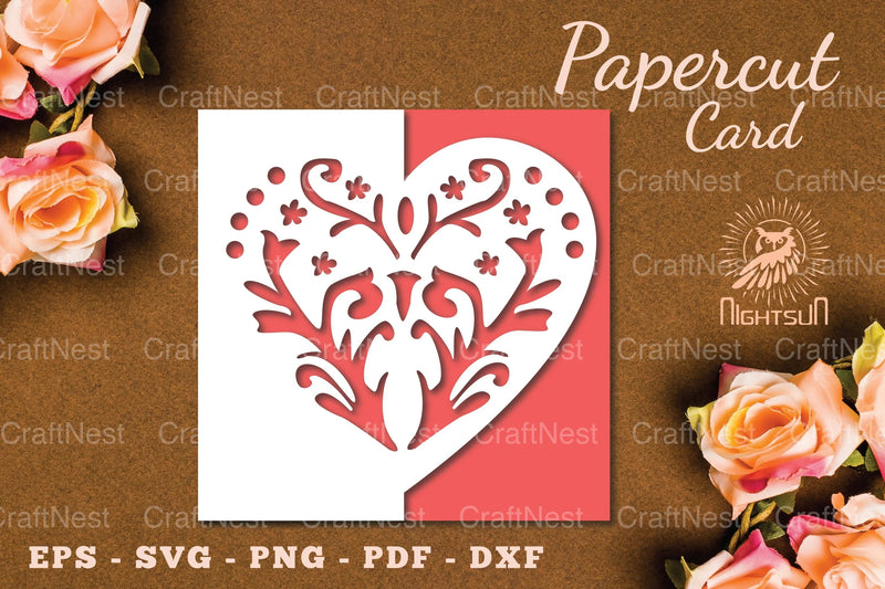Floral Heart Papercut Card SVG Bundle - CraftNest - Digital Crafting and Art