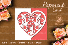 Floral Heart Papercut Card SVG Bundle - CraftNest - Digital Crafting and Art
