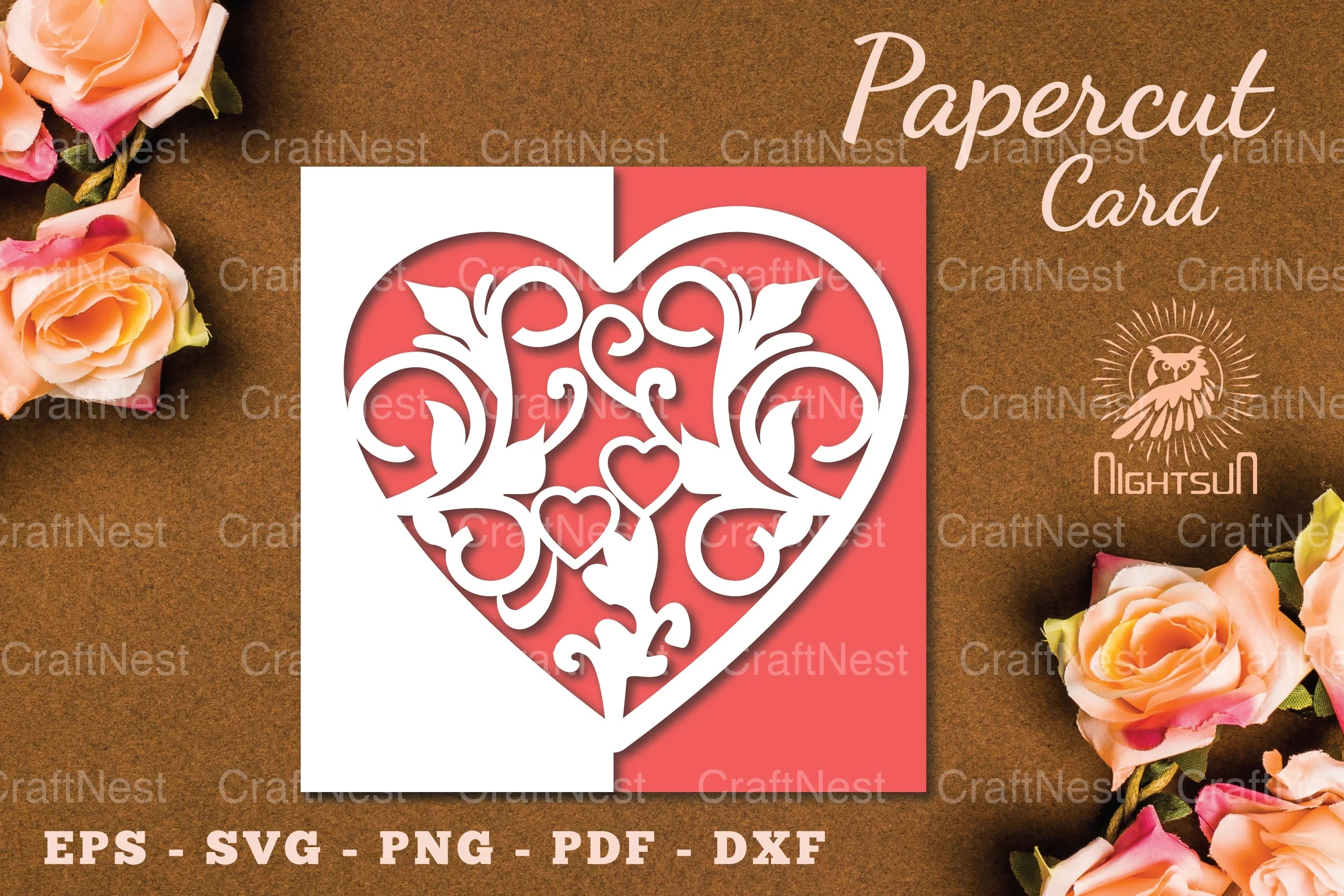 Floral Heart Papercut Card SVG Bundle - CraftNest - Digital Crafting and Art
