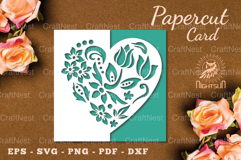Floral Heart Papercut Card SVG Bundle - CraftNest - Digital Crafting and Art