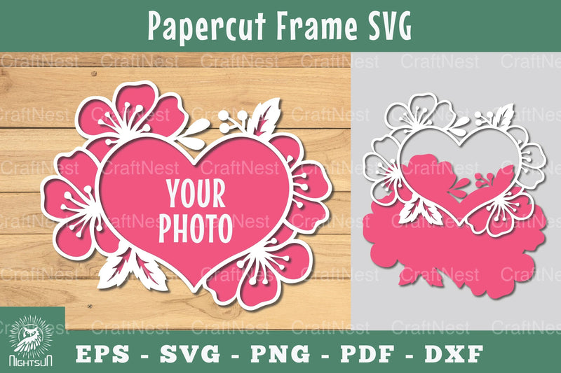 Floral Heart Papercut Frame SVG Bundle - CraftNest - Digital Crafting and Art