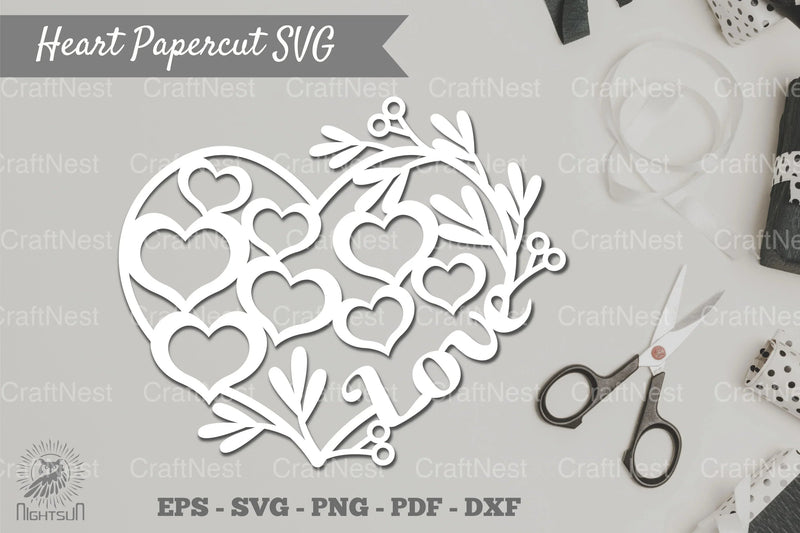 Floral Heart Papercut SVG Bundle - CraftNest - Digital Crafting and Art