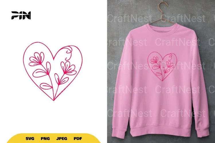 Floral Heart SVG Bundle - CraftNest - Digital Crafting and Art