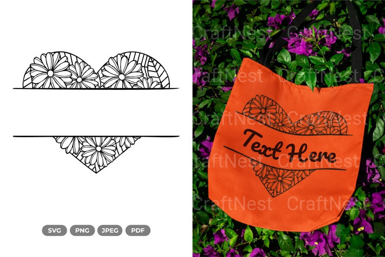 Floral Heart Split Border Wedding Invitation Clipart Bundle - CraftNest - Digital Crafting and Art