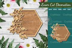 Floral Hexagon Laser Cut Sign Clipart Bundle - CraftNest - Digital Crafting and Art