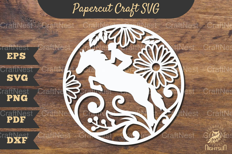 Floral Horse Riding Papercut Clipart Bundle - CraftNest - Digital Crafting and Art