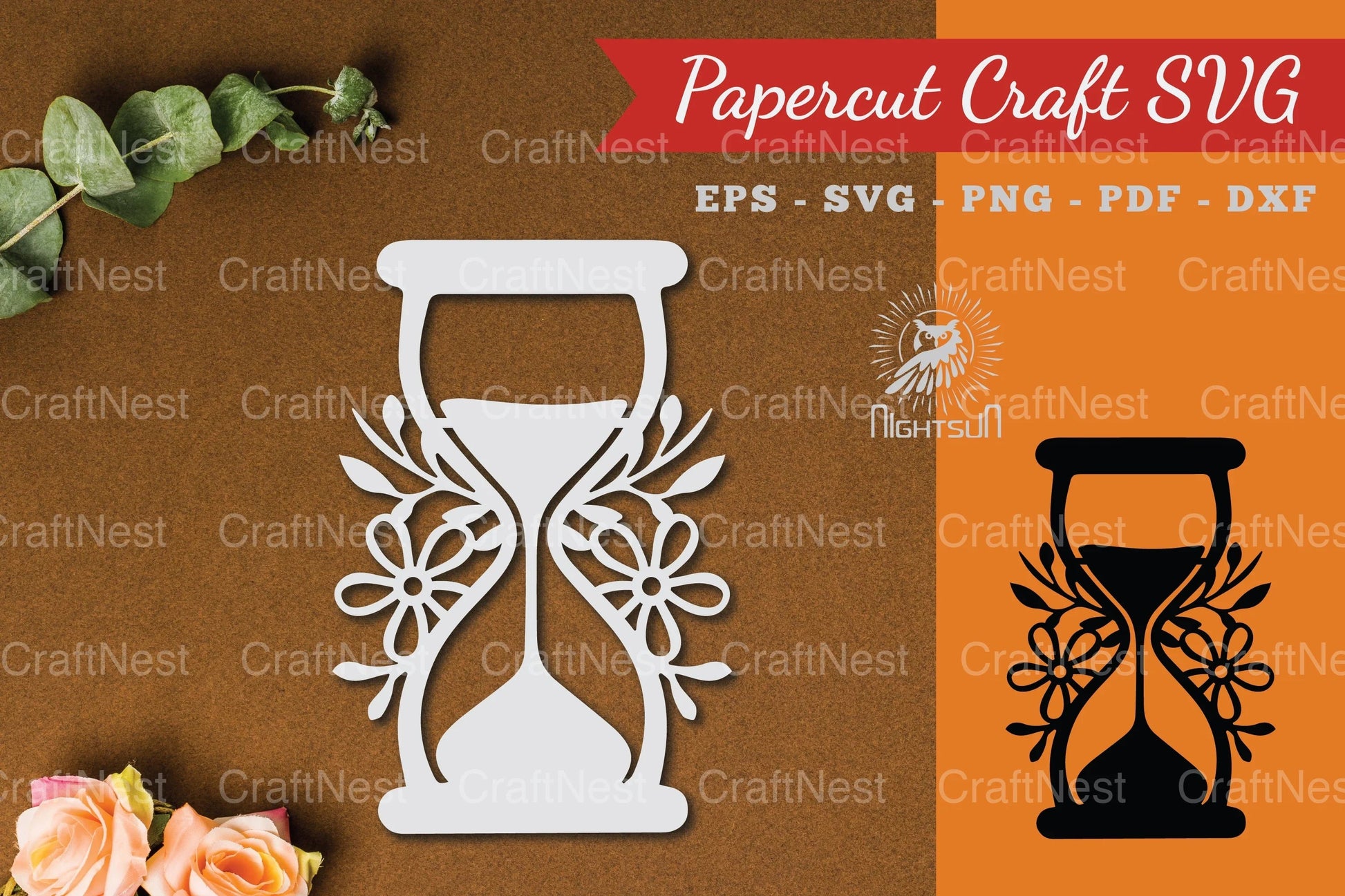 Floral Hourglass Paper Cut Clipart Bundle - CraftNest - Digital Crafting and Art