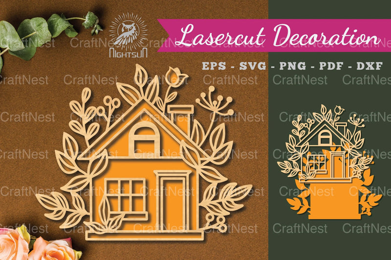 Floral House Laser Cut Decoration Clipart Bundle - CraftNest - Digital Crafting and Art