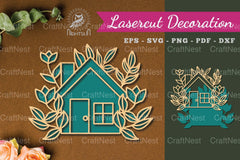 Floral House Laser Cut Decoration Bundle - CraftNest - Digital Crafting and Art