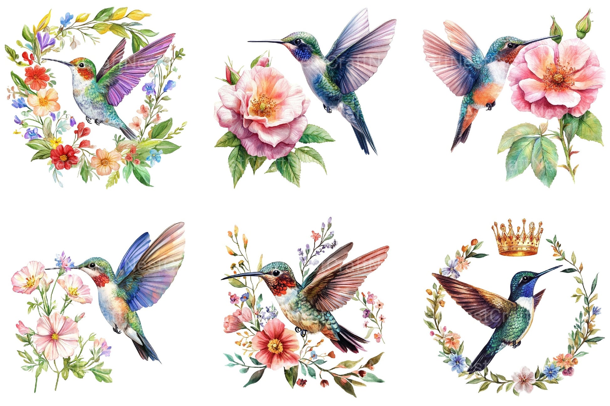 Floral Hummingbirds Clipart Bundle - CraftNest - Digital Crafting and Art