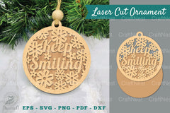 Floral Keep Smiling Laser Cut Ornament Clipart Bundle - CraftNest - Digital Crafting and Art