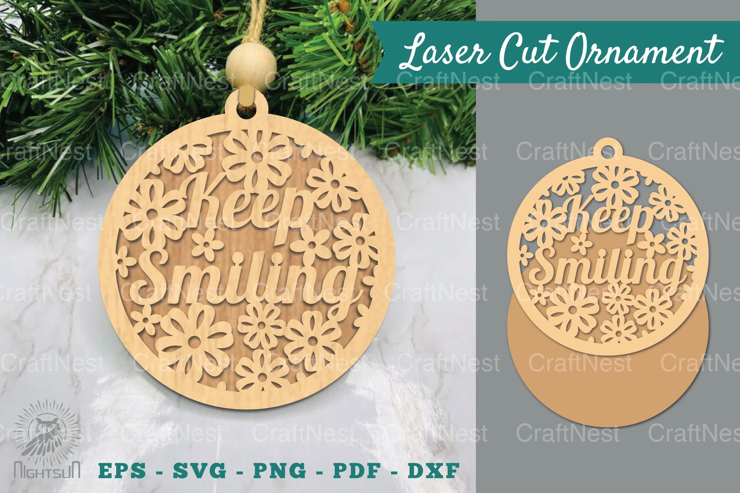Floral Keep Smiling Laser Cut Ornament Clipart Bundle - CraftNest - Digital Crafting and Art