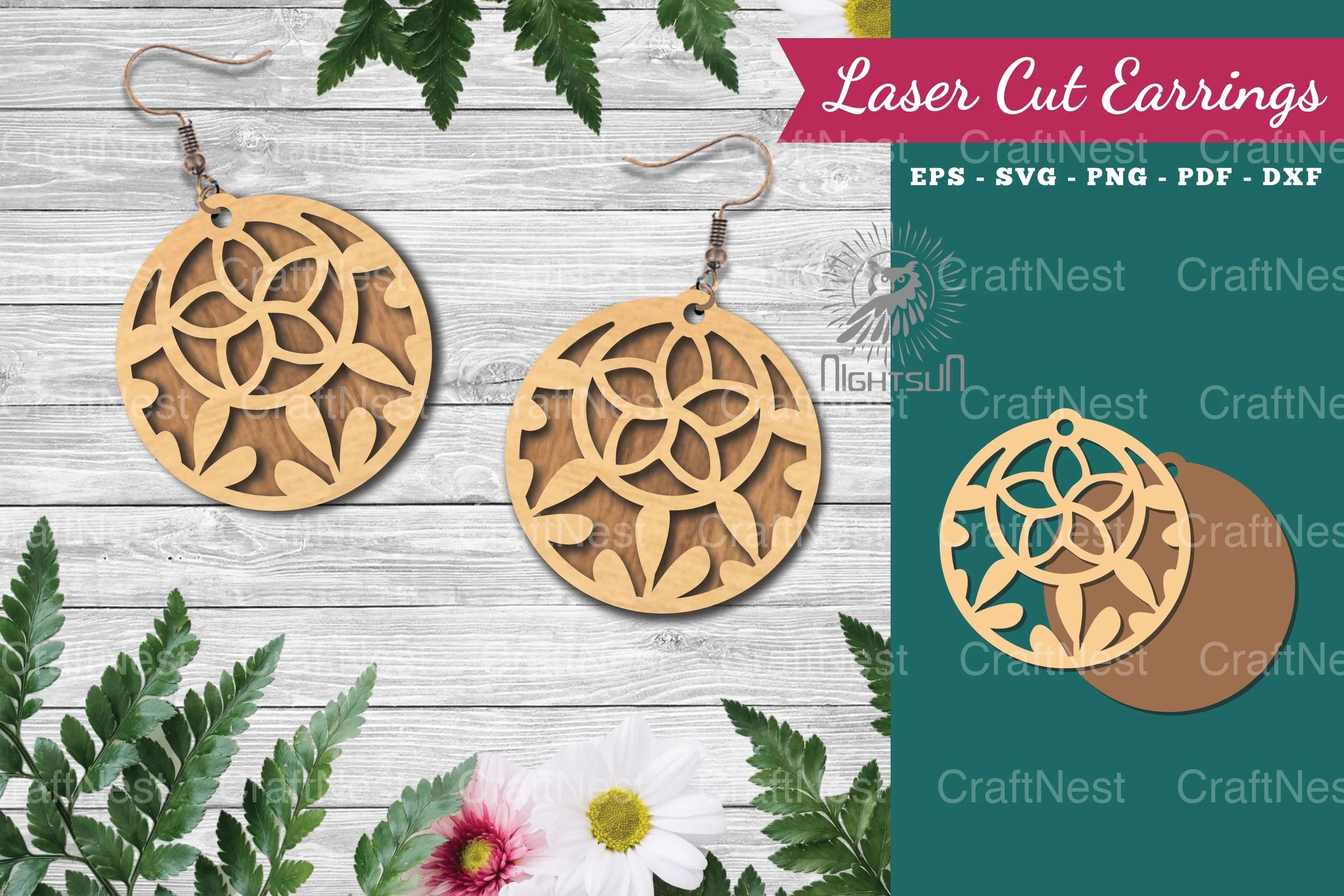 Floral Laser Cut Earrings Clipart Bundle - CraftNest - Digital Crafting and Art