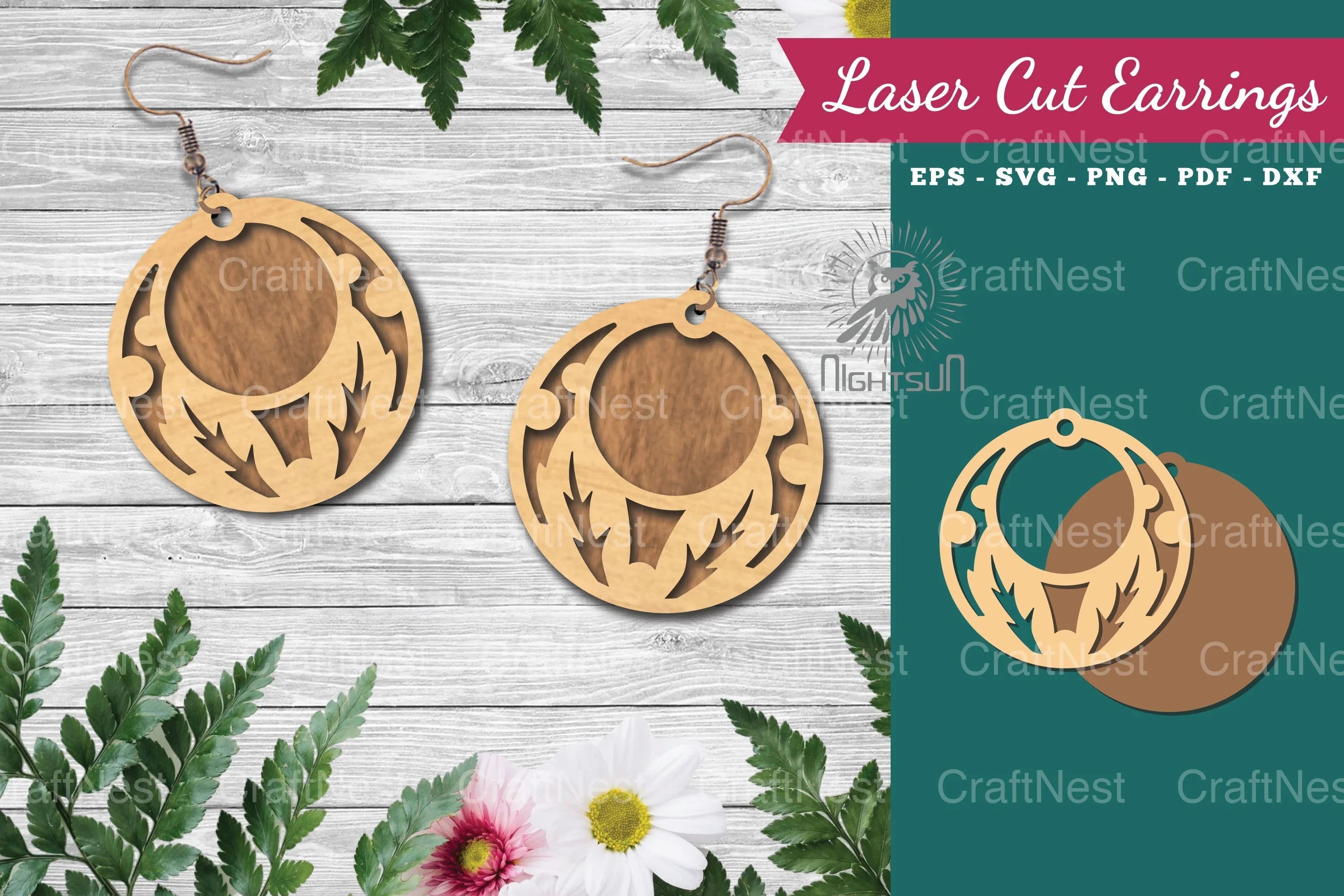 Floral Laser Cut Earrings Design Bundle - CraftNest - Digital Crafting and Art
