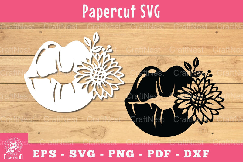 Floral Lips Papercut SVG Bundle - CraftNest - Digital Crafting and Art