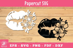 Floral Lips Papercut SVG Bundle - CraftNest - Digital Crafting and Art