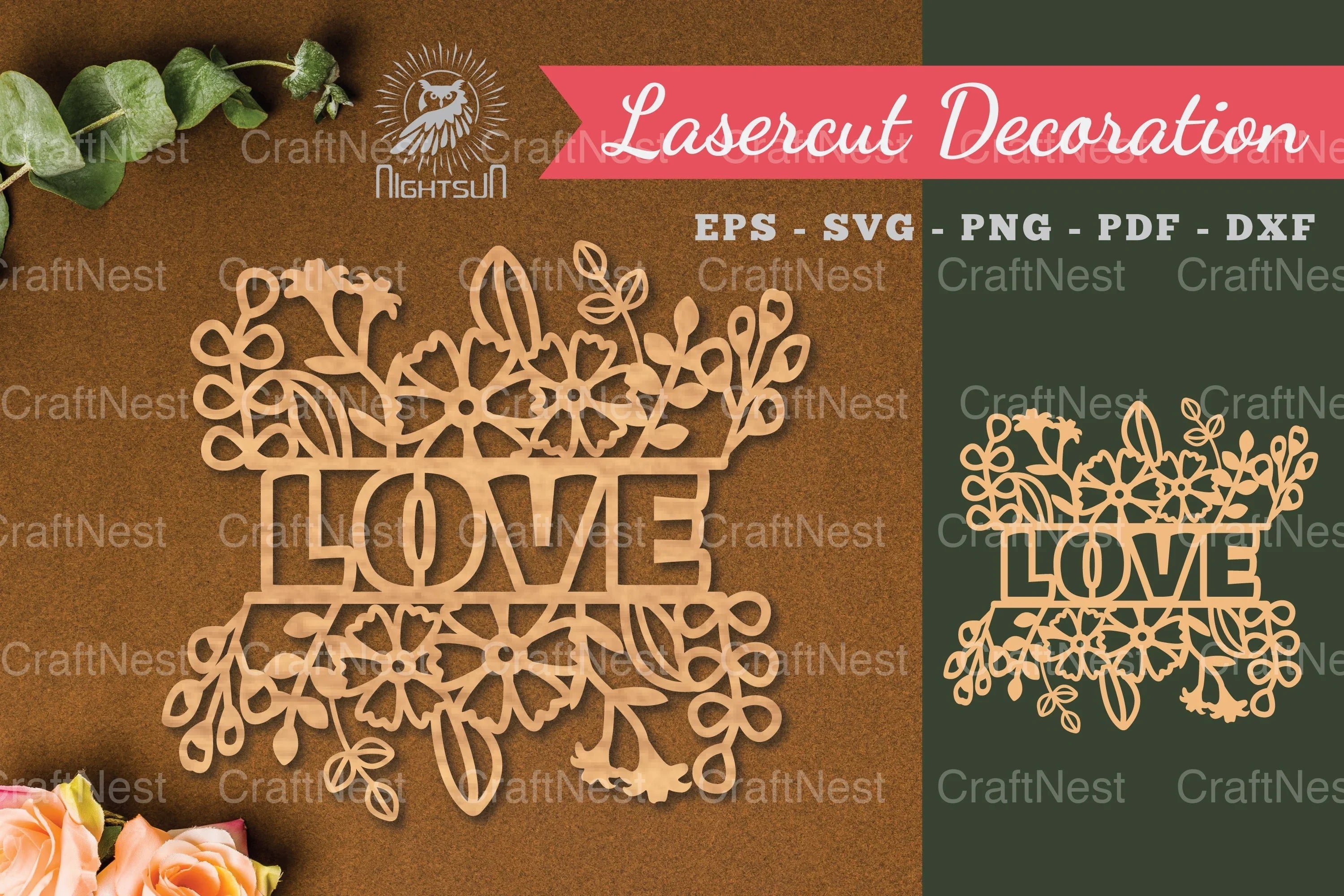 Floral Love Laser Cut Decoration Clipart Bundle - CraftNest - Digital Crafting and Art
