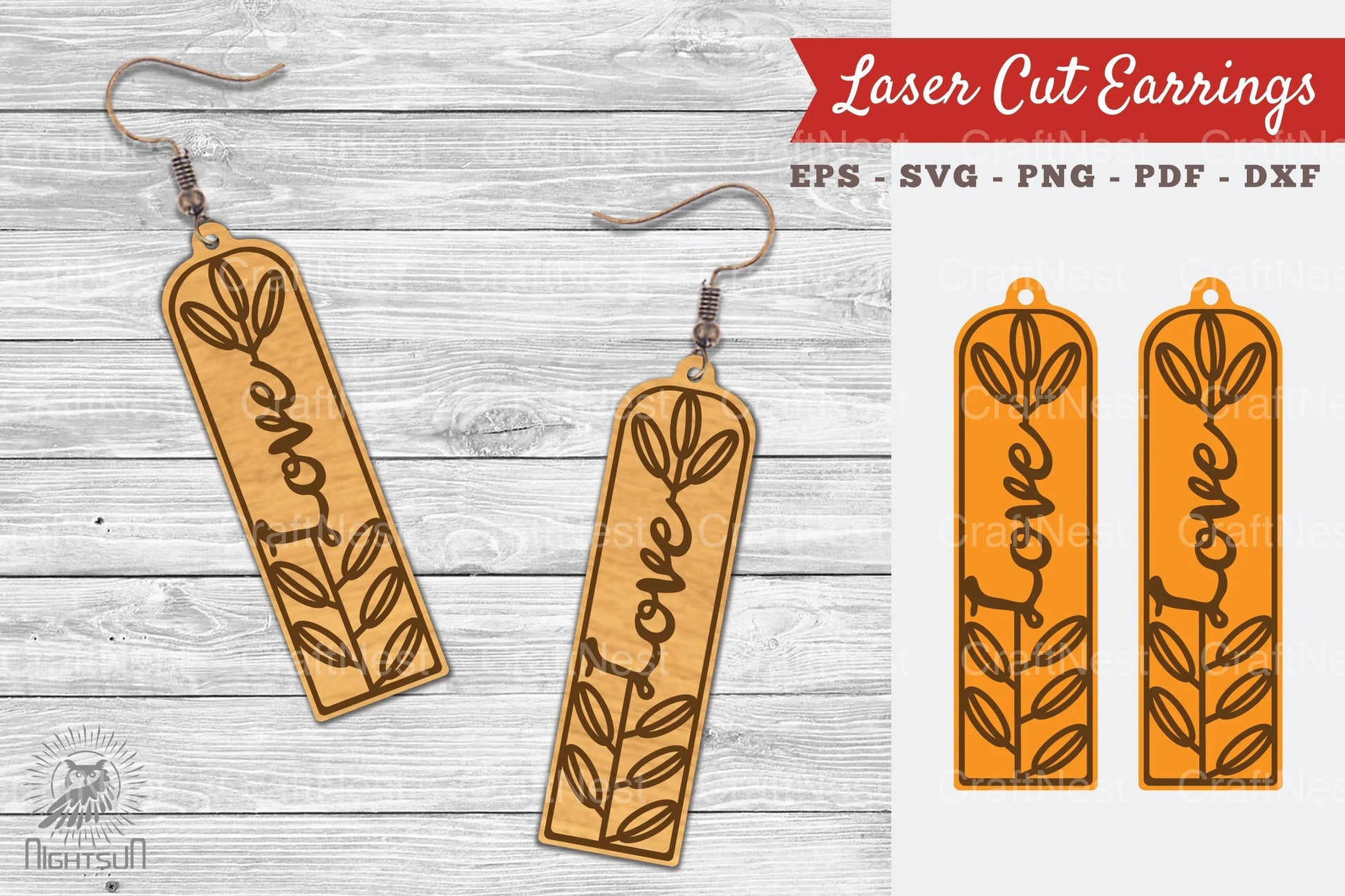 Floral Love Laser Cut Earrings SVG Bundle - CraftNest - Digital Crafting and Art