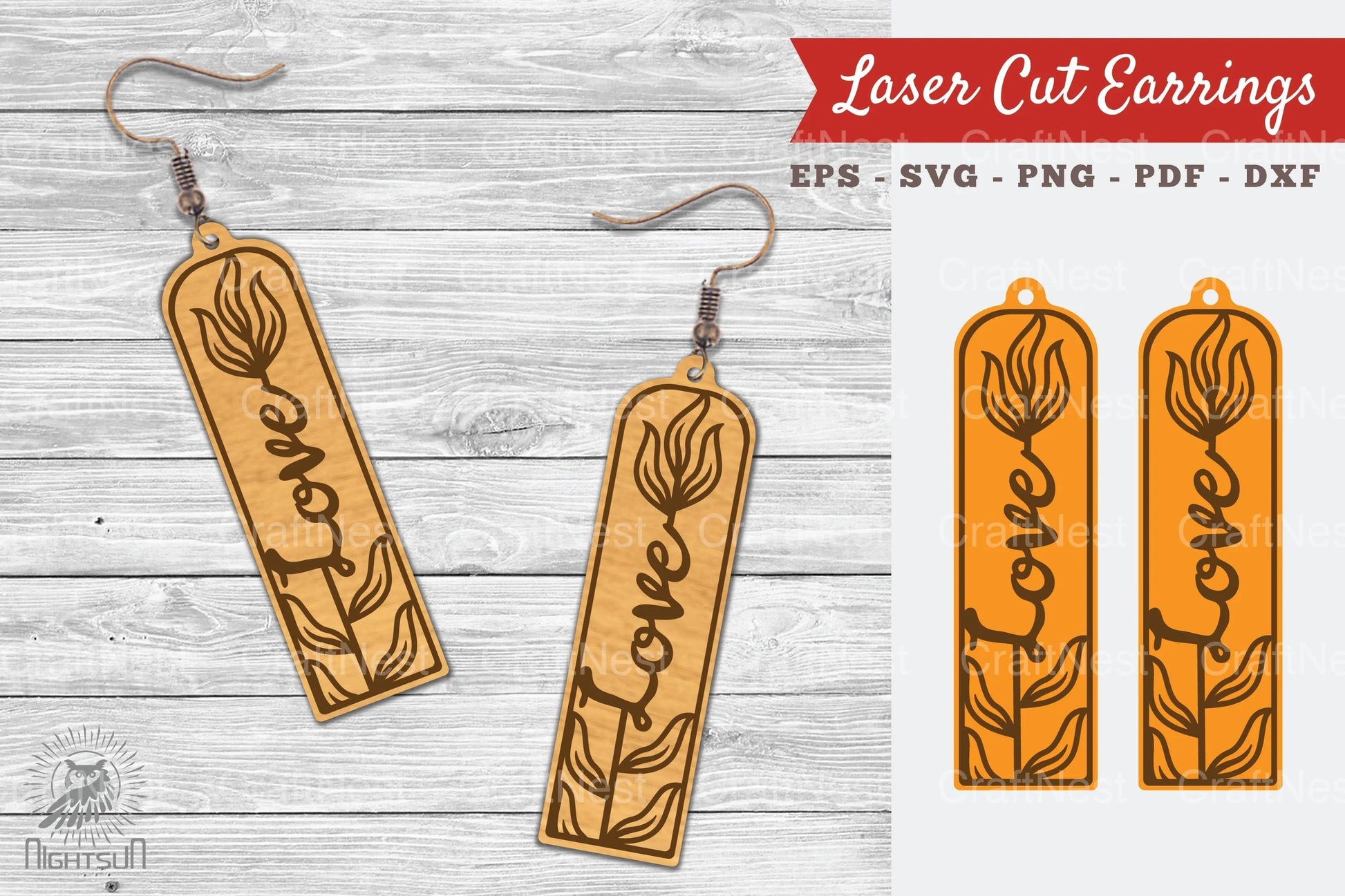 Floral Love Laser Cut Earrings SVG Bundle - CraftNest - Digital Crafting and Art