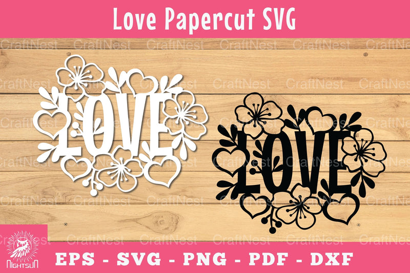Floral Love Papercut SVG Bundle - CraftNest - Digital Crafting and Art
