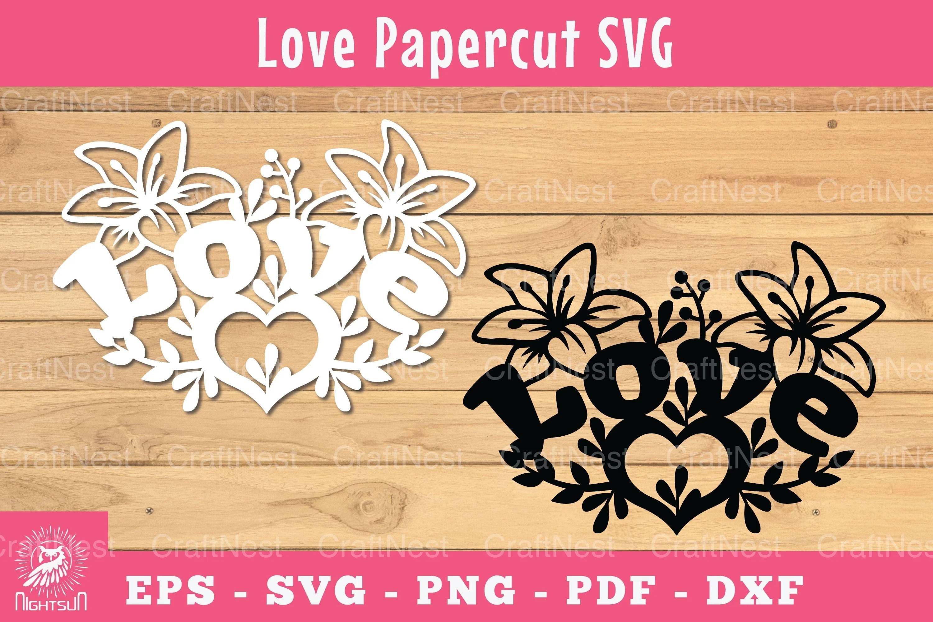 Floral Love Papercut SVG Bundle - CraftNest - Digital Crafting and Art