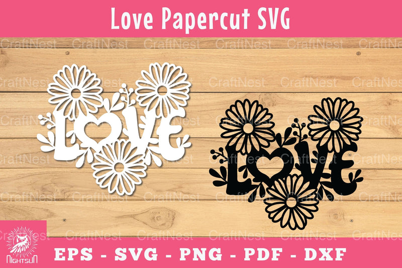 Floral Love Papercut SVG Bundle - CraftNest - Digital Crafting and Art