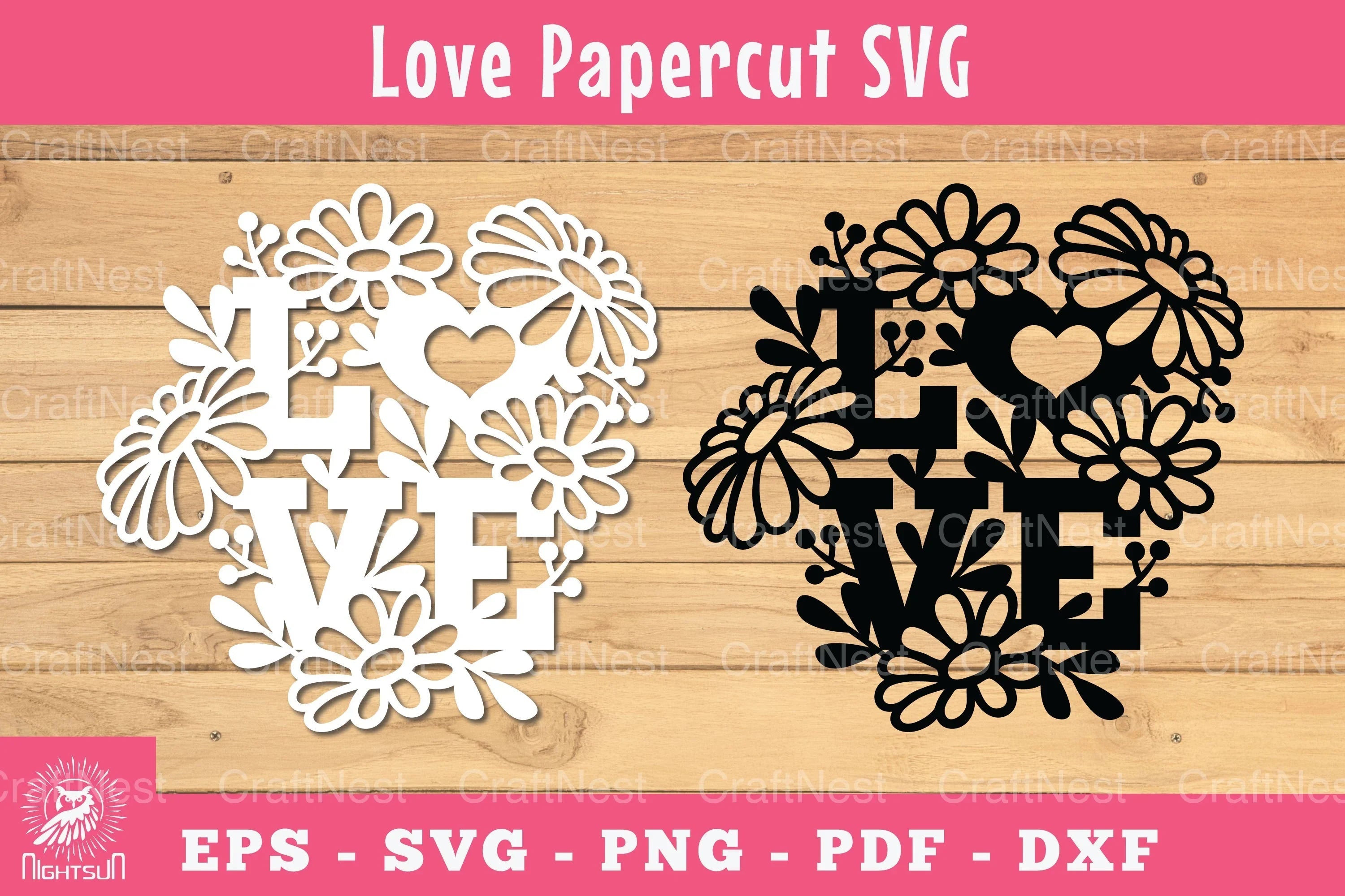 Floral Love Papercut SVG Bundle - CraftNest - Digital Crafting and Art