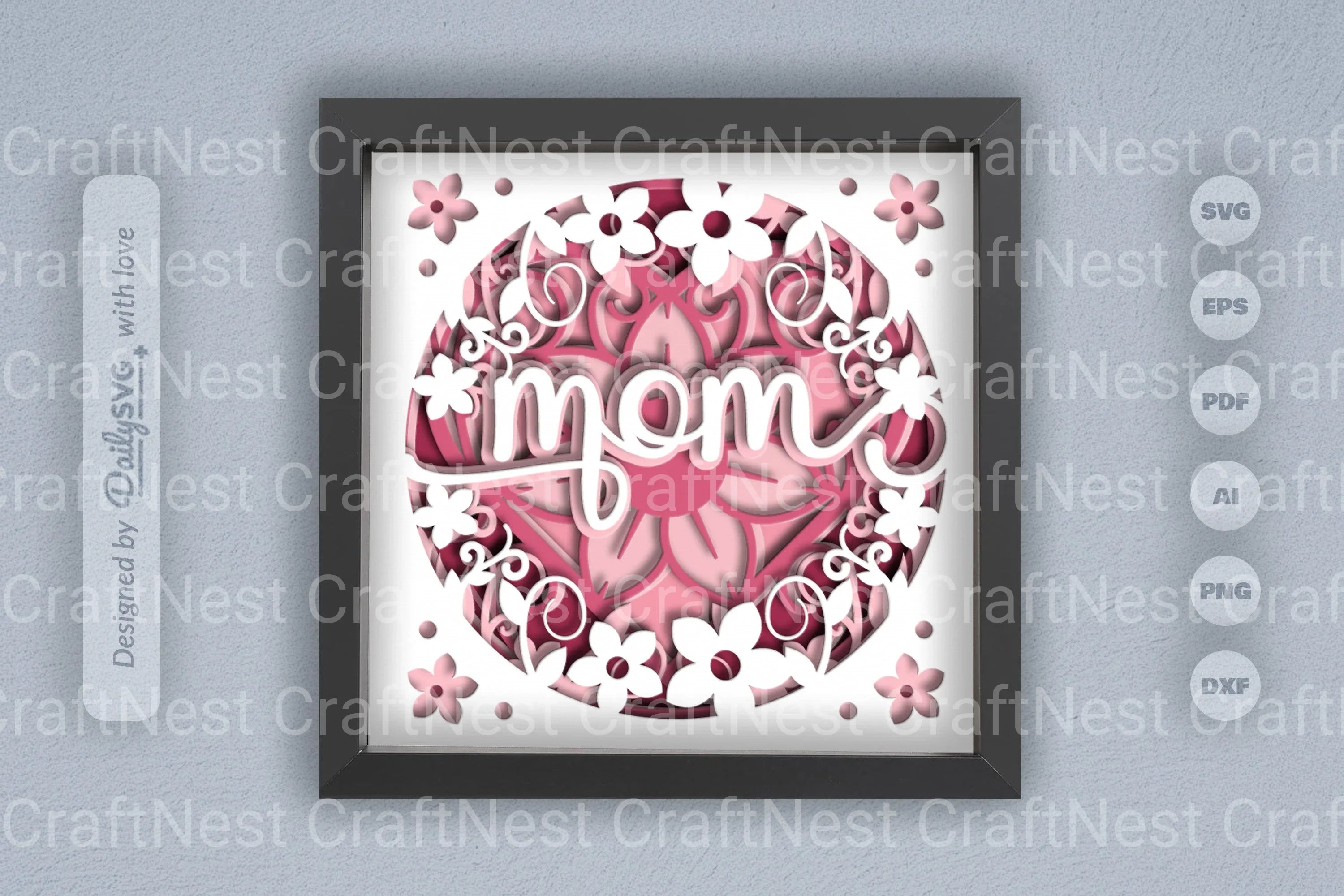 Floral Mom 3D Papercut Shadow Box SVG Bundle