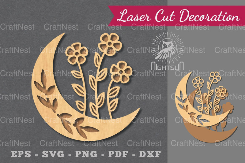 Floral Moon Laser Cut Decoration Clipart Bundle - CraftNest - Digital Crafting and Art