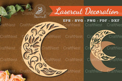 Floral Moon Laser Cut Decoration Clipart Bundle - CraftNest - Digital Crafting and Art