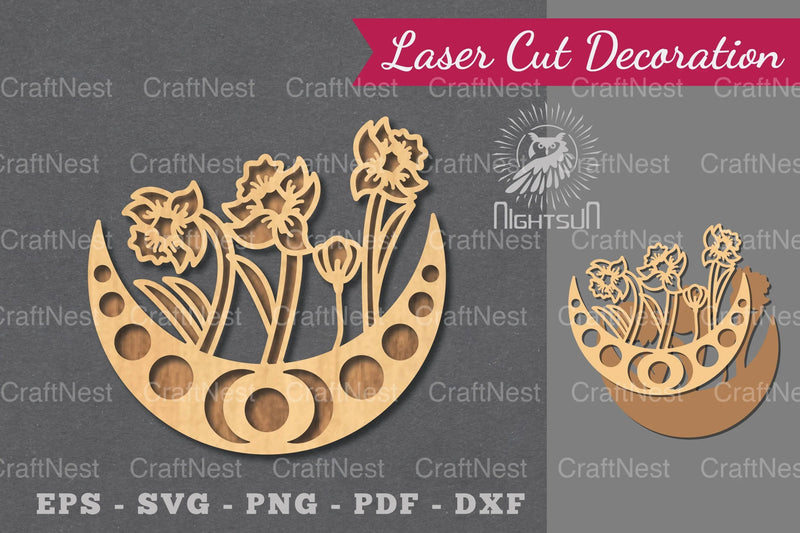 Floral Moon Laser Cut Decoration Clipart Bundle - CraftNest - Digital Crafting and Art