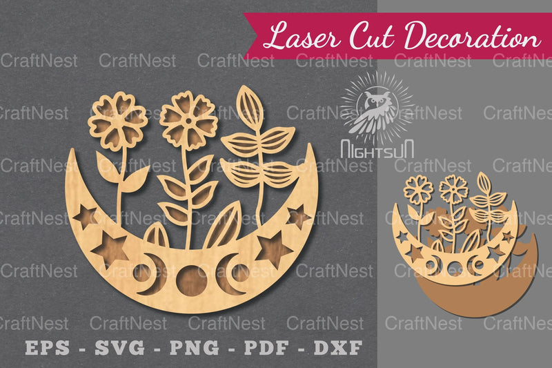 Floral Moon Laser Cut Decoration Clipart Bundle - CraftNest - Digital Crafting and Art