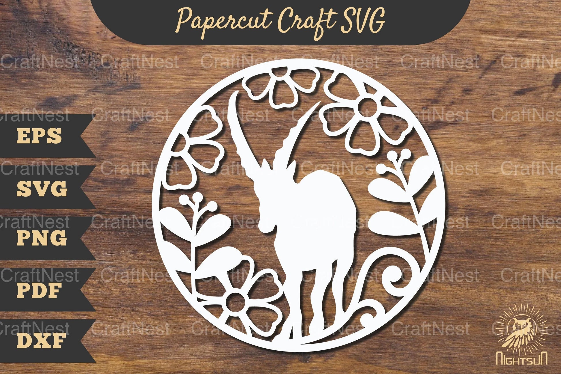 Floral Mountain Goat Papercut Craft Clipart Bundle - CraftNest - Digital Crafting and Art