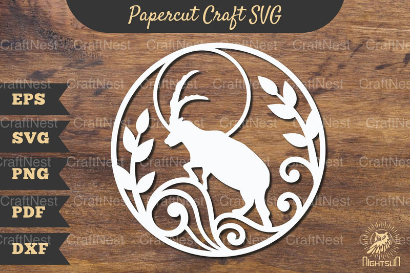 Floral Mountain Goat Papercut Craft Clipart Bundle - CraftNest - Digital Crafting and Art