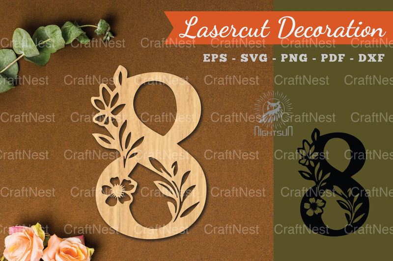 Floral Number Eight Lasercut Decoration Clipart Bundle - CraftNest - Digital Crafting and Art