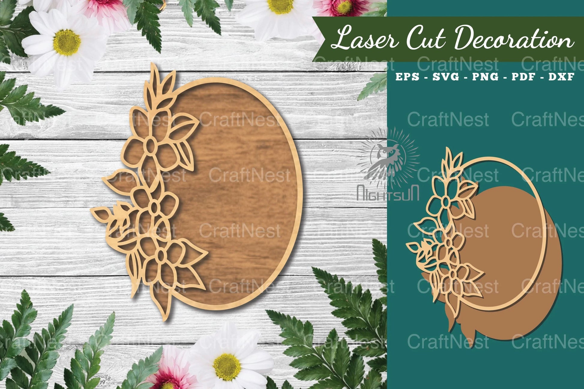 Floral Oval Laser Cut Sign Clipart Bundle - CraftNest - Digital Crafting and Art