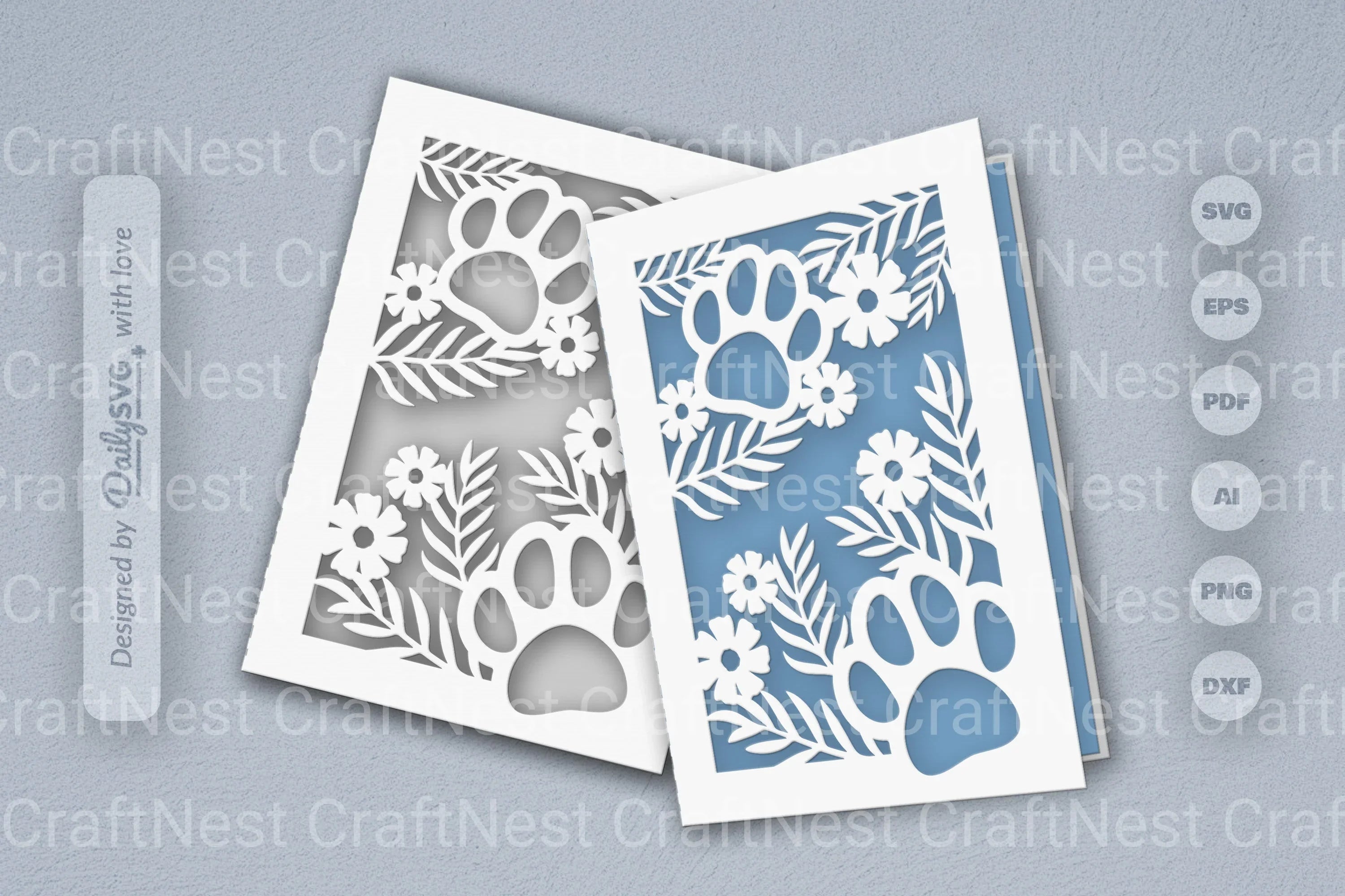 Floral Paw Print SVG Bundle
