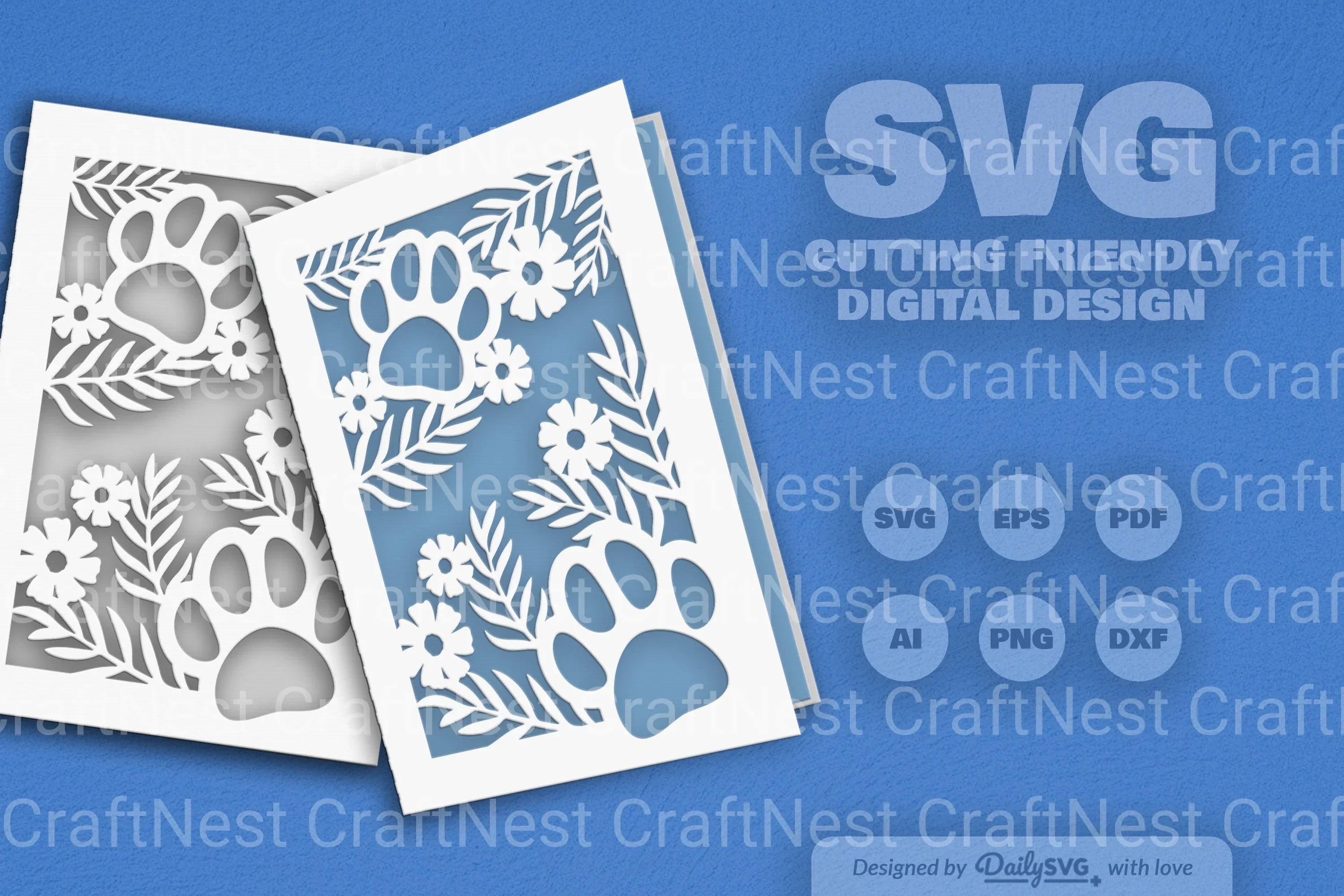 Floral Paw Print SVG Bundle