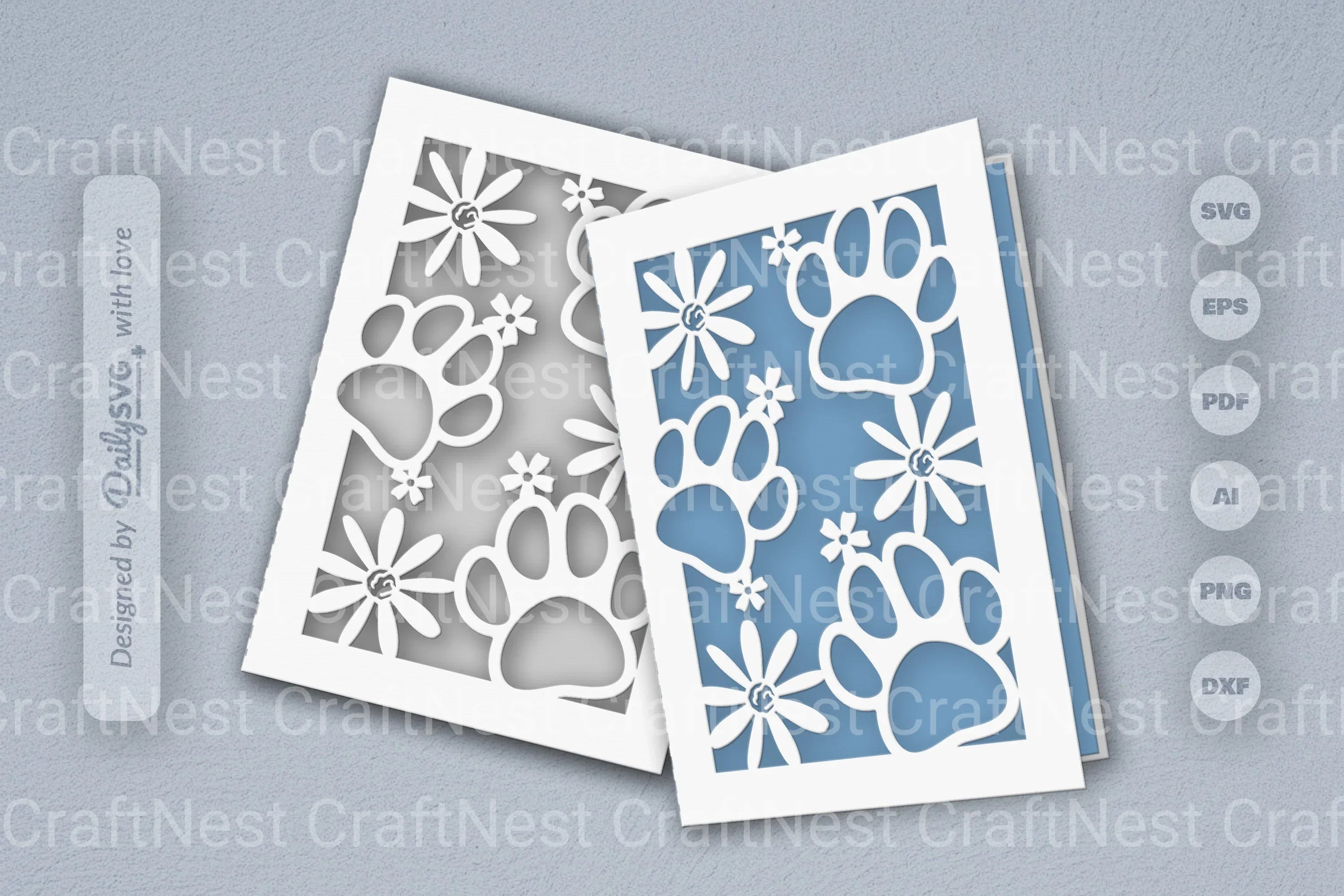 Floral Paw Print SVG Bundle