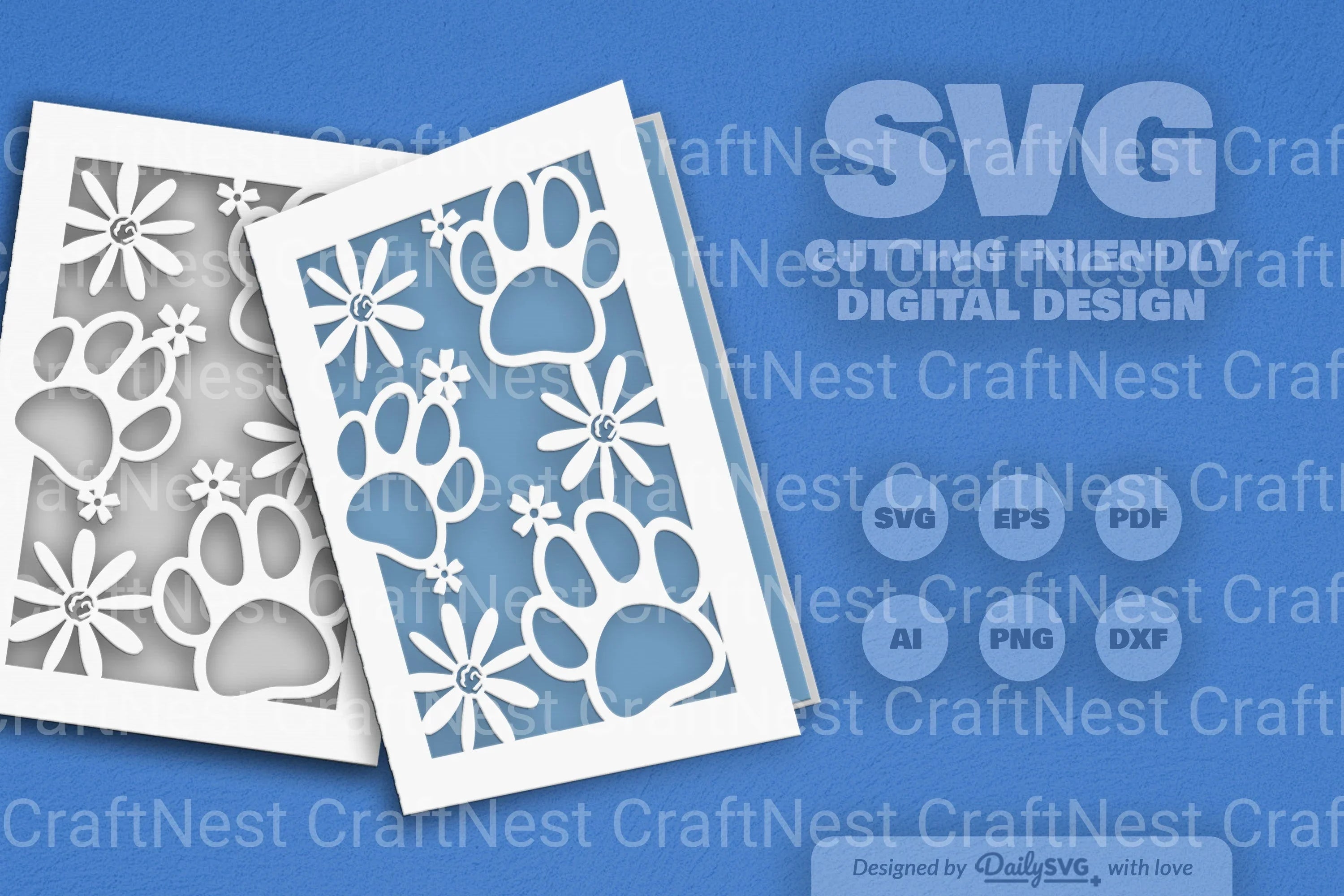 Floral Paw Print SVG Bundle