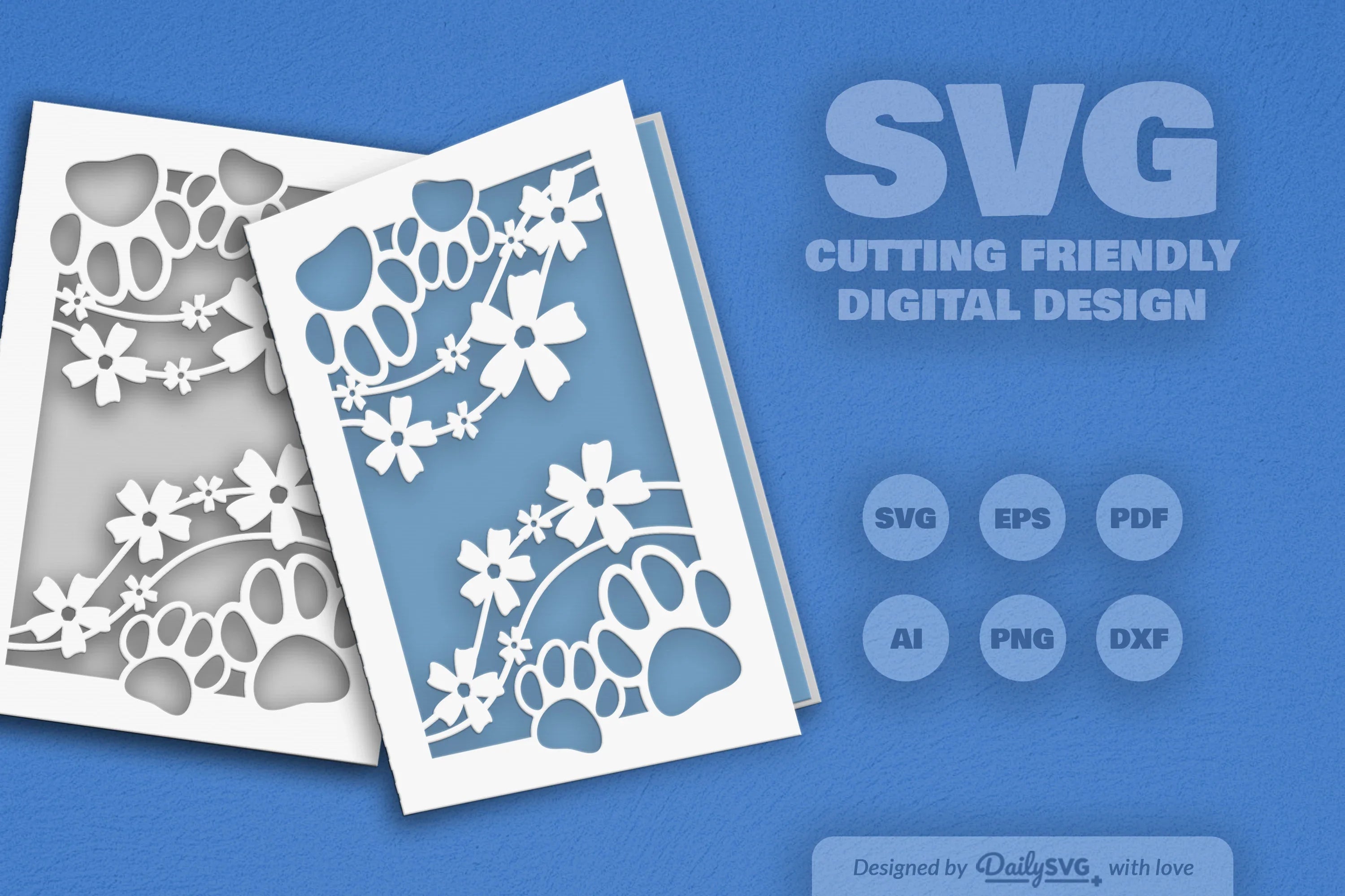 Floral Paw Greeting Card Clipart SVG Bundle - CraftNest - Digital Crafting and Art