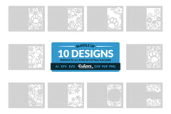 Floral Paw Greeting Card Clipart SVG Bundle - CraftNest - Digital Crafting and Art