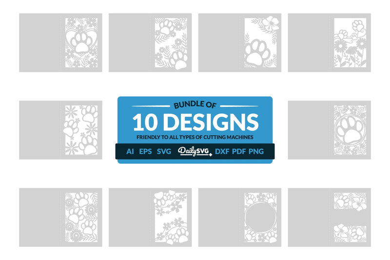 Floral Paw Greeting Card Clipart SVG Bundle - CraftNest - Digital Crafting and Art