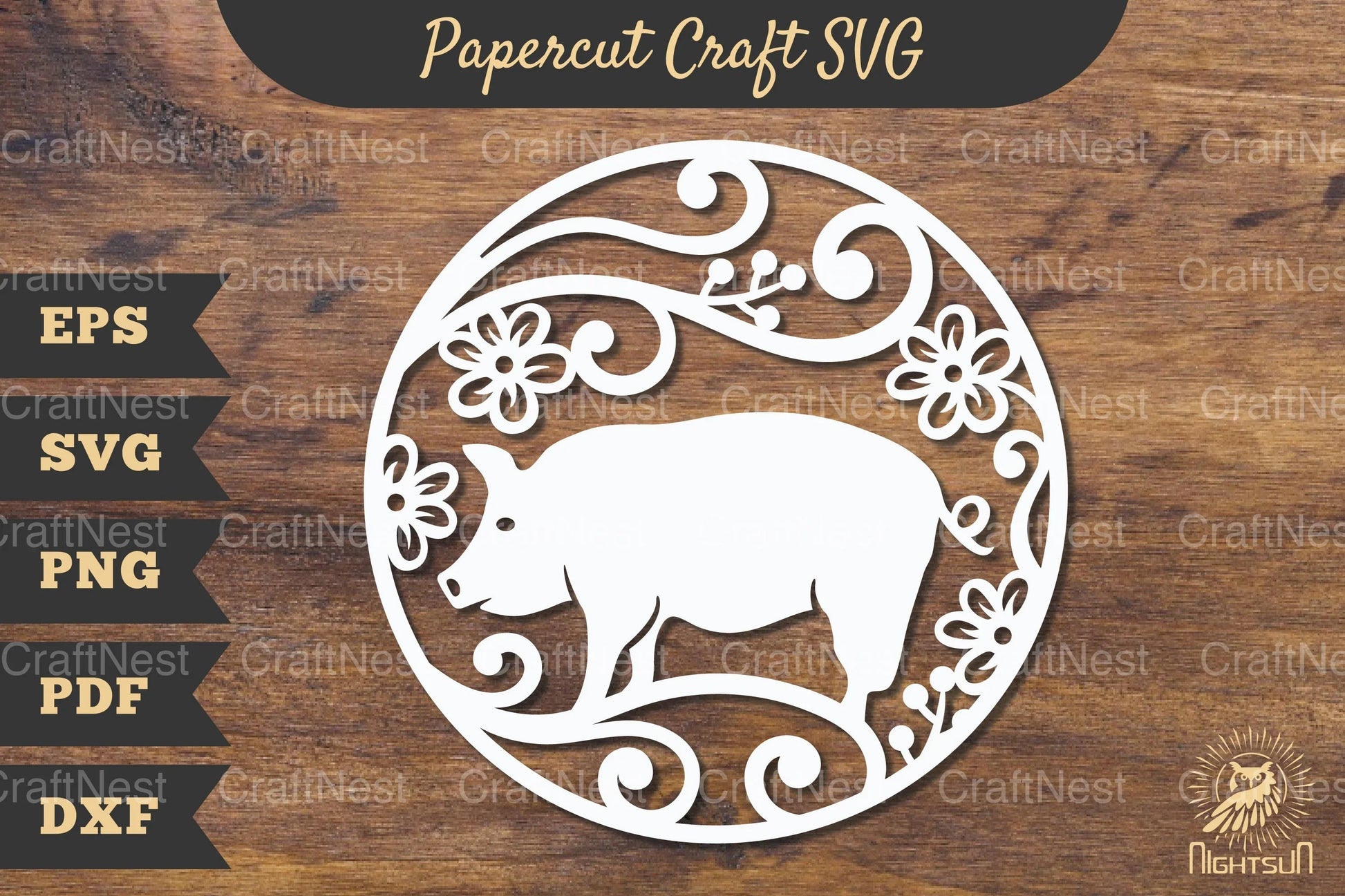 Floral Pig Papercut Craft Clipart Bundle - CraftNest - Digital Crafting and Art