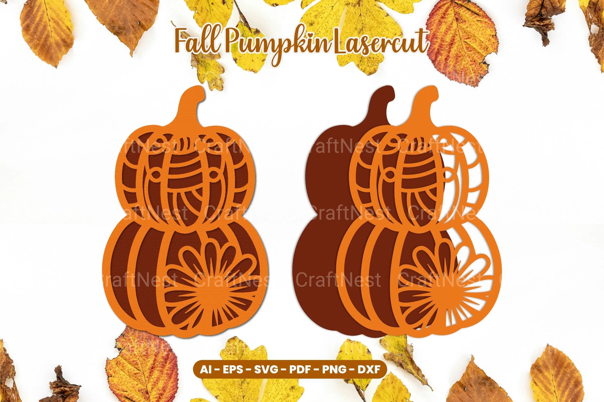 Floral Pumpkin Laser Cut SVG Bundle - CraftNest - Digital Crafting and Art