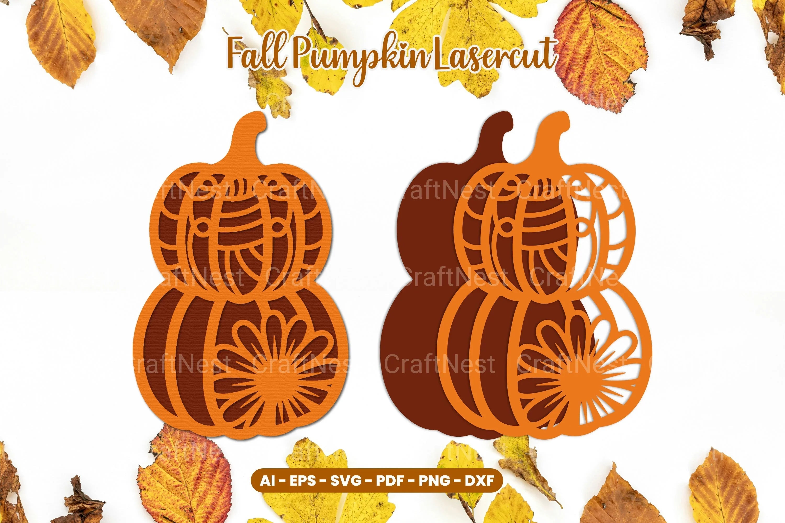 Floral Pumpkin Laser Cut SVG Bundle - CraftNest - Digital Crafting and Art