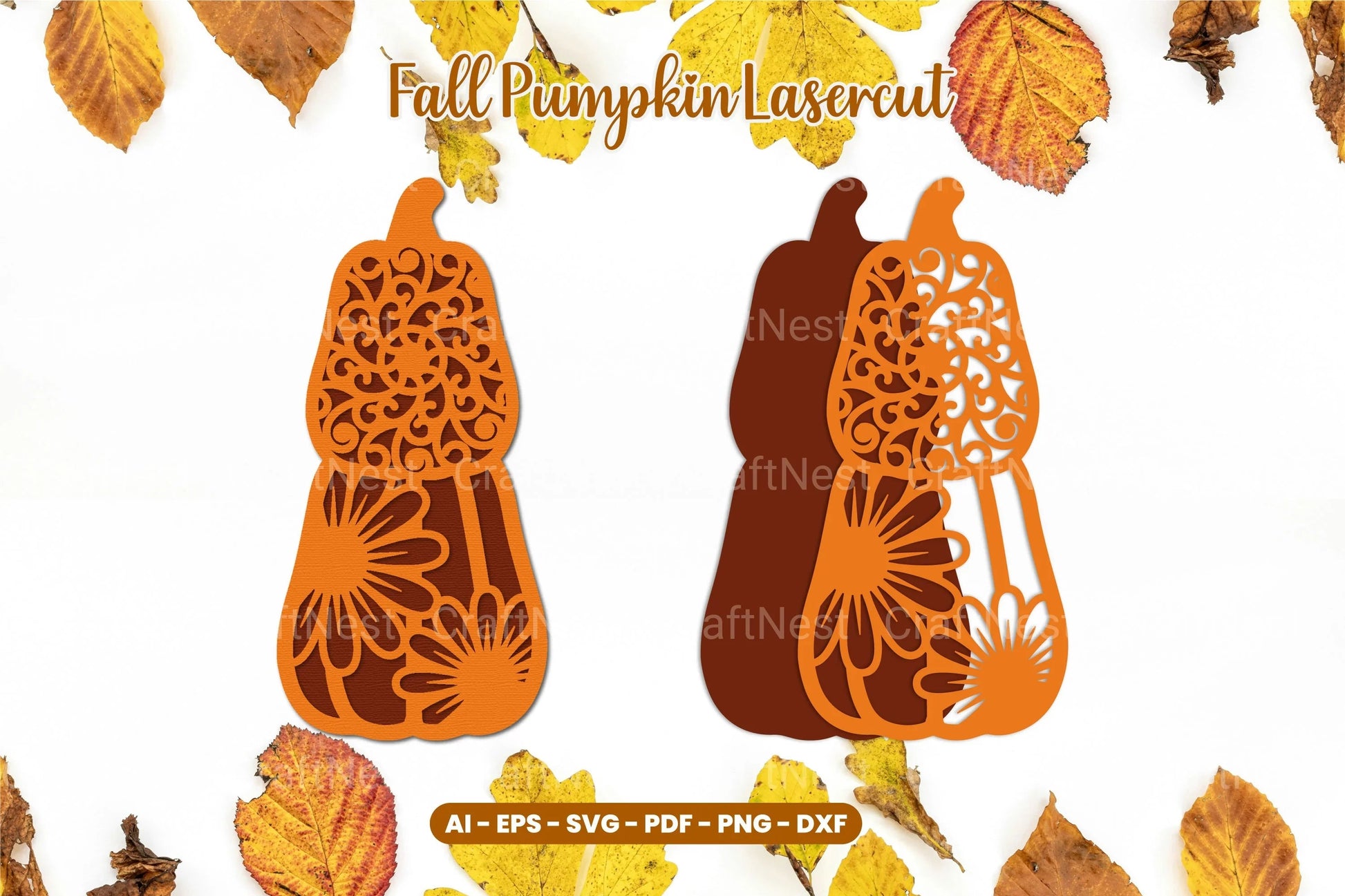 Floral Pumpkin Laser Cut SVG Bundle - CraftNest - Digital Crafting and Art